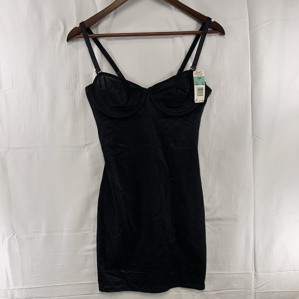 Vintage Weight Watchers In Control Instant Body Shaping Bra Slip Size 38B‎ Black